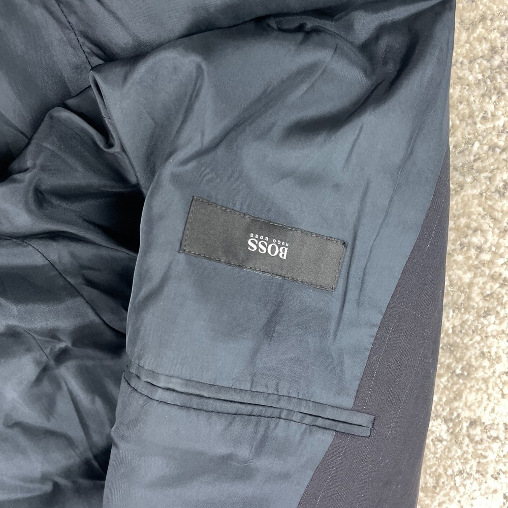 Hugo Boss Jacket 44R Angelico Lanificio Cerruti Wool Pinstripe Navy Blue Suit - Picture 7 of 15